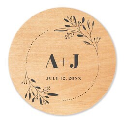 Magnetic Wooden Bottle Opener with Leaf Initials design