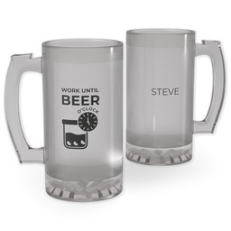Personalized Beer Stein with Work Until Beer O'clock design