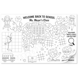 11x17 Personalized Tear Away Placemat Sheets of 30 with Back To School Activity design