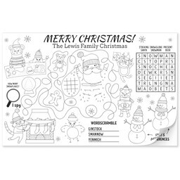 11x17 Personalized Tear Away Placemat Sheets of 30 with Christmas Activity design