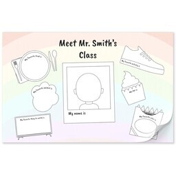 11x17 Personalized Tear Away Placemat Sheets of 30 with Classroom Meet and Greet design