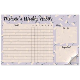 11x17 Personalized Tear Away Placemat Sheets of 30 with Floral Habit Tracker design