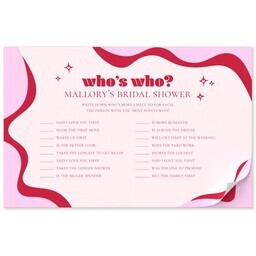 11x17 Personalized Tear Away Placemat Sheets of 30 with Hot Pink Chic Bridal Game design