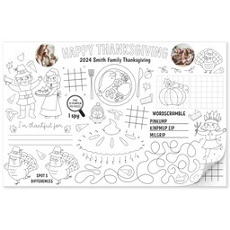 11x17 Personalized Tear Away Placemat Sheets of 30 with Thanksgiving Activity design