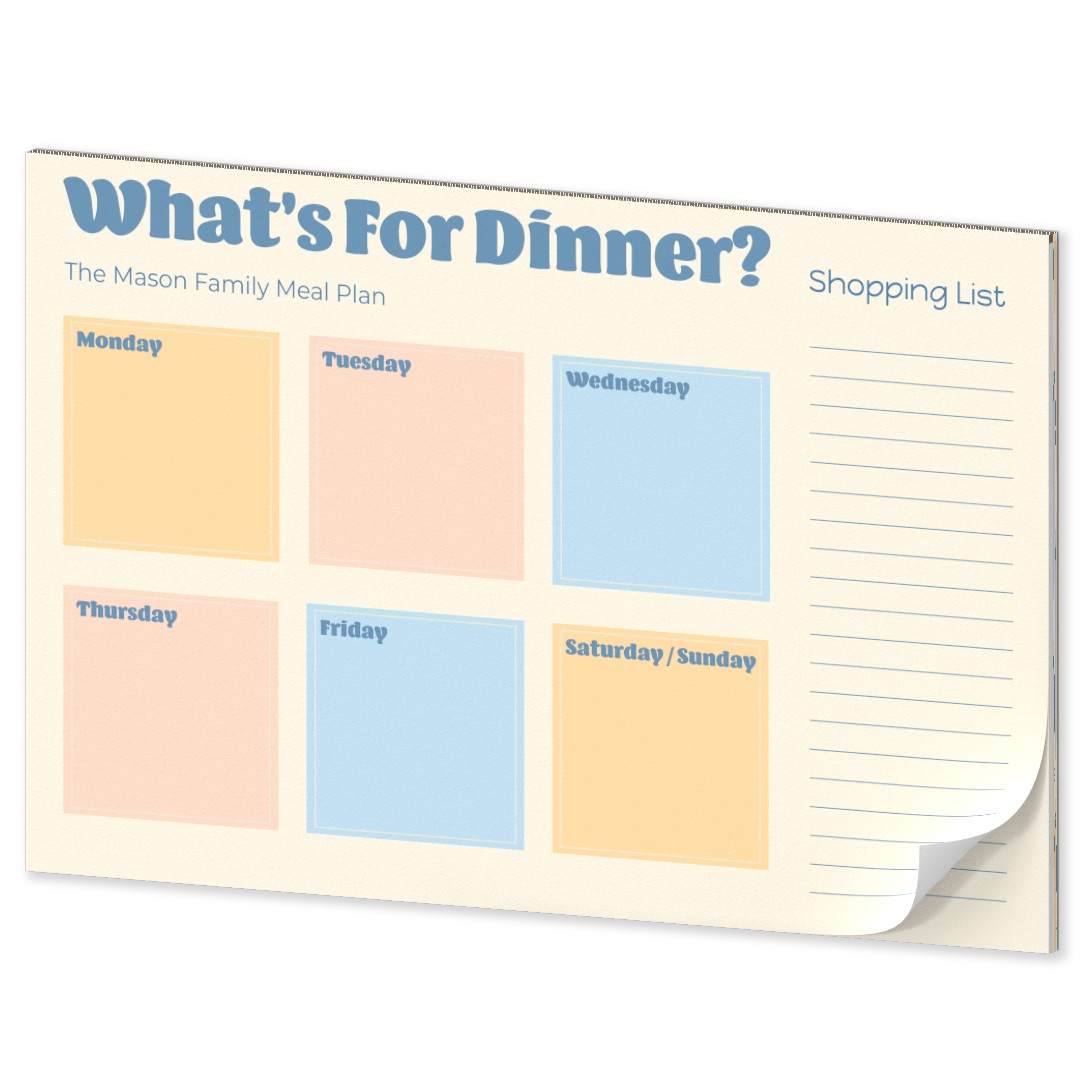 Personalized Desk Accessories: Weekly Meal Planner Pad.