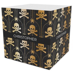 Note Cube 4-Sided StikIt Notes with Gilded Skulls design