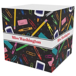 Note Cube 4-Sided StikIt Notes with School Supplies design