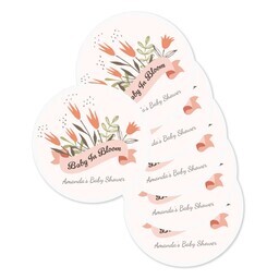 Round Sticker 3"x3" - Set of 6 with Baby In Bloom design