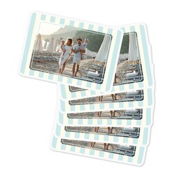 Rectangle Sticker 3"x2" - Set of 6 with Blue Frame design