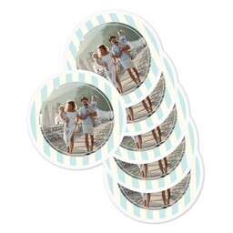 Round Sticker 3"x3" - Set of 6 with Blue Frame design