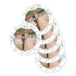 Round Sticker 3"x3" - Set of 6 with Eucalyptus Frame design