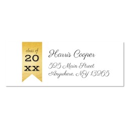 Address Label with Golden Ribbon 20XX design