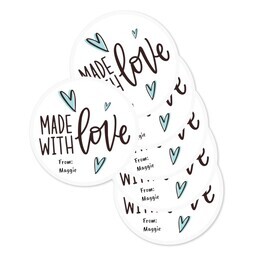 Round Sticker 3"x3" - Set of 6 with Made With Love design