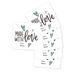 Square Sticker 3"x3" - Set of 6 with Made With Love design