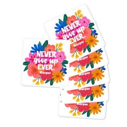 Square Sticker 3"x3" - Set of 6 with Never Give Up design