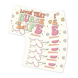 Rectangle Sticker 3"x2" - Set of 6 with Nurse Life design