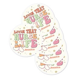 Round Sticker 3"x3" - Set of 6 with Nurse Life design