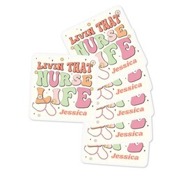 Square Sticker 3"x3" - Set of 6 with Nurse Life design