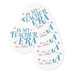 Round Sticker 3"x3" - Set of 6 with Teacher Era design