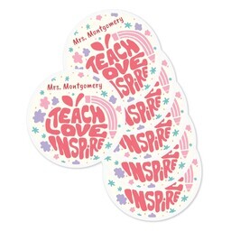 Round Sticker 3"x3" - Set of 6 with Trendy Teacher design