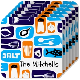 Photo Coasters, Set Of 6 with Cooking Collage design