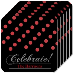 Photo Coasters, Set Of 6 with Glittery Celebration design