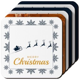 Photo Coasters, Set Of 6 with Blue Christmas design