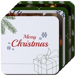 Photo Coasters, Set Of 6 with Joy to the World design