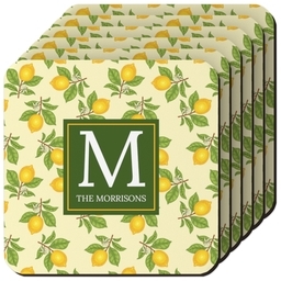 Photo Coasters, Set Of 6 with Lemon Monogram design