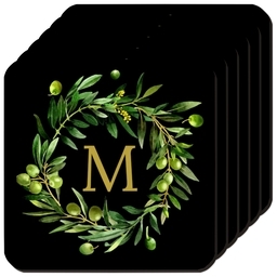 Photo Coasters, Set Of 6 with Monogram Leaves design