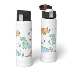 Water Bottle with Flip Top Lid with Dino Den design