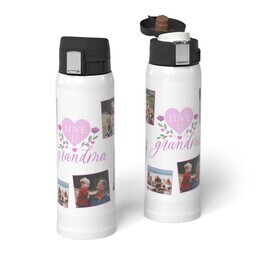 Water Bottle with Flip Top Lid with Grandma is Loved design