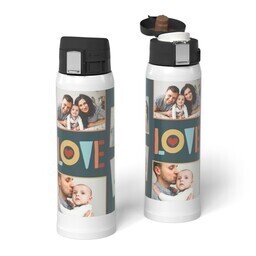 Water Bottle with Flip Top Lid with Love Collage design