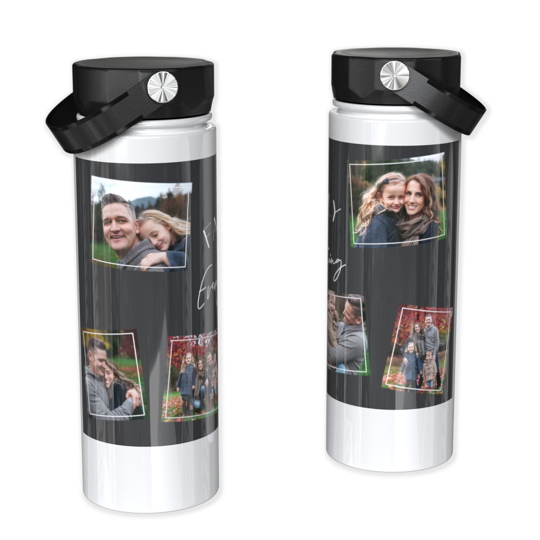Custom 22oz White Water Bottle – photo collage hydration gift