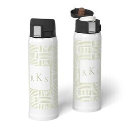 Water Bottle with Flip Top Lid with Patterned Monogram design