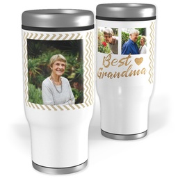 Stainless Steel Tumbler, 14oz with Best Grandma Chevron design