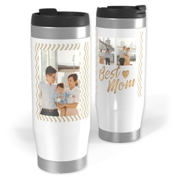 Photo Travel Tumbler with Best Mom Chevron design