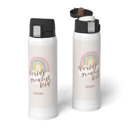 Water Bottle with Flip Top Lid with Over the Rainbow design