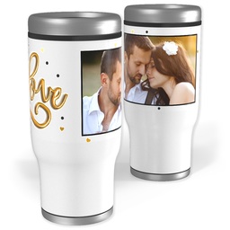 Stainless Steel Tumbler, 14oz with Golden Love design