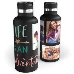 20oz Black Stainless Steel Tank Water Bottle with Adventure of Life design
