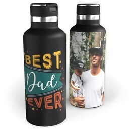 20oz Black Stainless Steel Tank Water Bottle with Best Dad Flag design