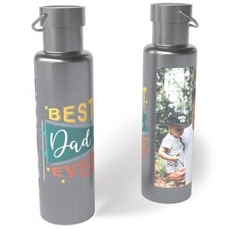 26oz Stainless Steel Loop Lid Bottle with Best Dad Flag design