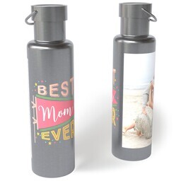26oz Stainless Steel Loop Lid Bottle with Best Mom Flag design