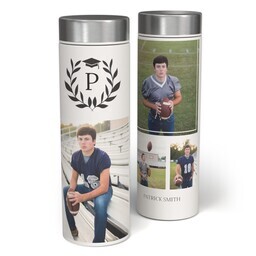 17oz Stainless Steel Matte Water Bottle with Cap and Laurel design