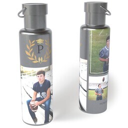 26oz Stainless Steel Loop Lid Bottle with Cap and Laurel design