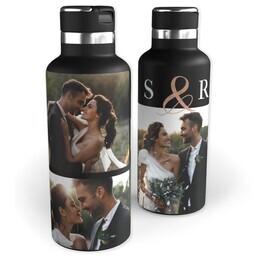 20oz Black Stainless Steel Tank Water Bottle with Gilded Togetherness design