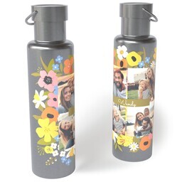 26oz Stainless Steel Loop Lid Bottle with Beautiful Blooms design