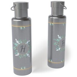 26oz Stainless Steel Loop Lid Bottle with Botanical Initials design