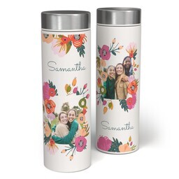 17oz Stainless Steel Matte Water Bottle with Bright Bouquet design