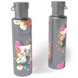 26oz Stainless Steel Loop Lid Bottle with Bright Bouquet design